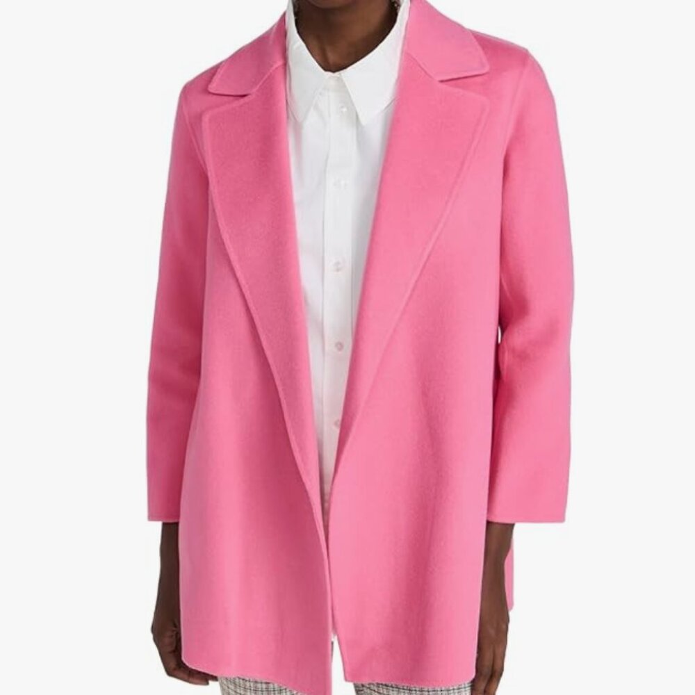 Theory Women's Clairene Coat Bright Pink Wool Cashmere Blend Size M (Medium)